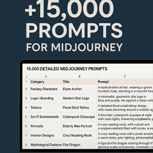 Pacchetto Midjourney Prompts: The Ultimate AI Art Resource with MRR & PLR Options