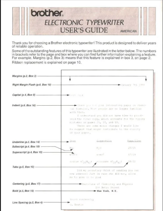 Manuale di istruzioni per macchina da scrivere elettronica Brother: Guida completa