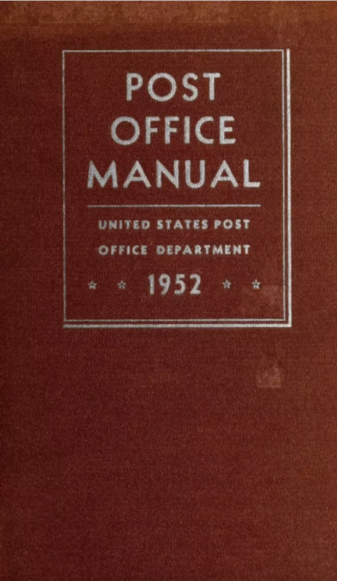 POST OFFICE MANUAL United States P. O. Department, 1952 Collection Vintage PDF