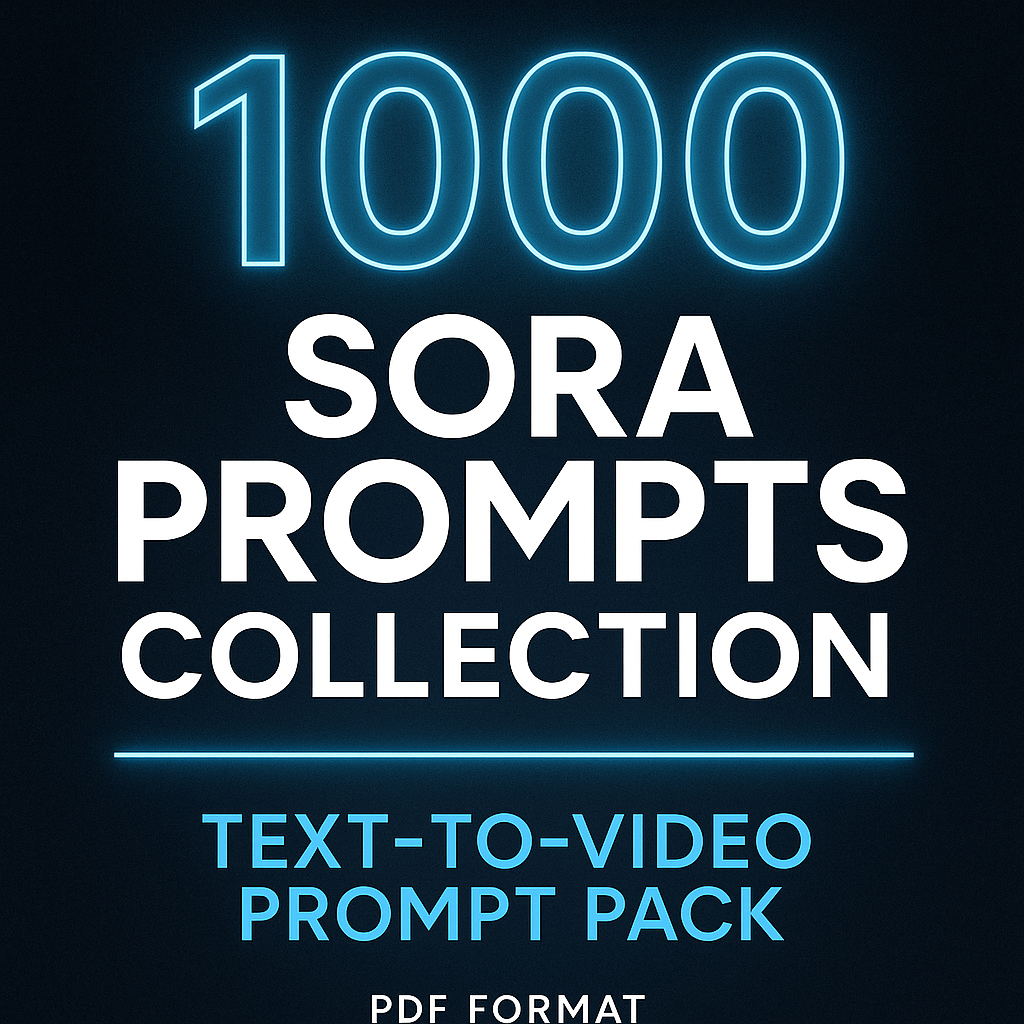 1000 AI Video Prompts for Sora | Text-to-Video Prompt Pack | Instant Digital Download