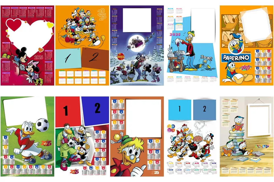 MASCHERE CALENDARIO 144 PZ ANNO 2025 misure 30x45 cm PSD 150ppi HD - CON PDF