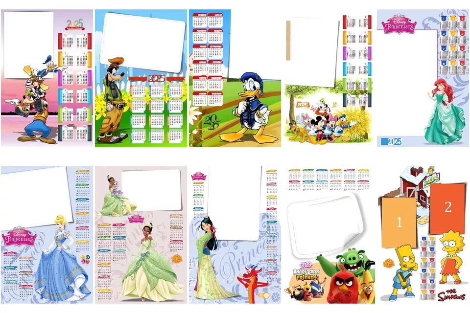 MASCHERE CALENDARIO 144 PZ ANNO 2025 misure 30x45 cm PSD 150ppi HD - CON PDF