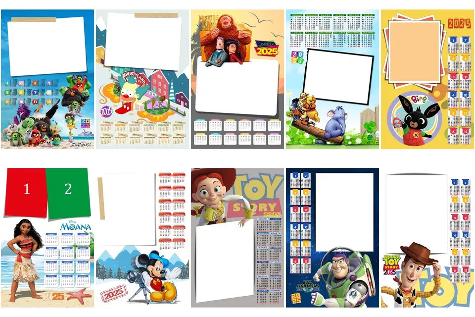 MASCHERE CALENDARIO 144 PZ ANNO 2025 misure 30x45 cm PSD 150ppi HD - CON PDF