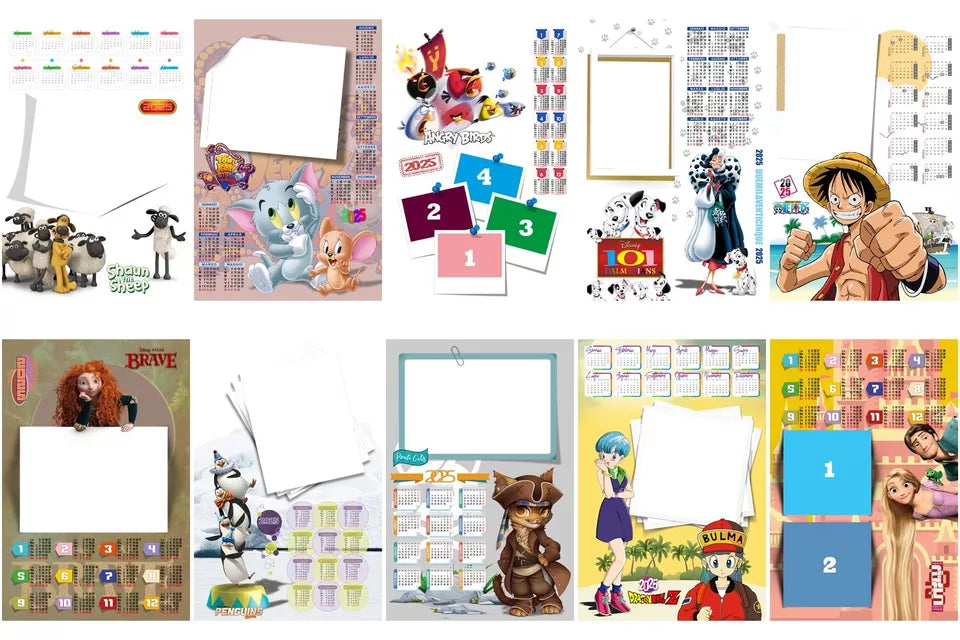 MASCHERE CALENDARIO 144 PZ ANNO 2025 misure 30x45 cm PSD 150ppi HD - CON PDF