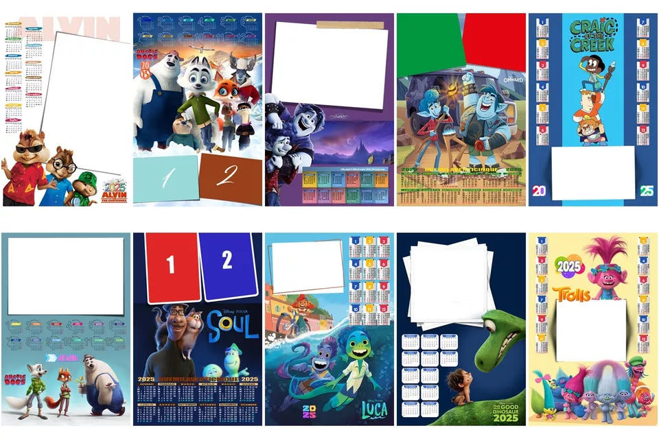 MASCHERE CALENDARIO 144 PZ ANNO 2025 misure 30x45 cm PSD 150ppi HD - CON PDF