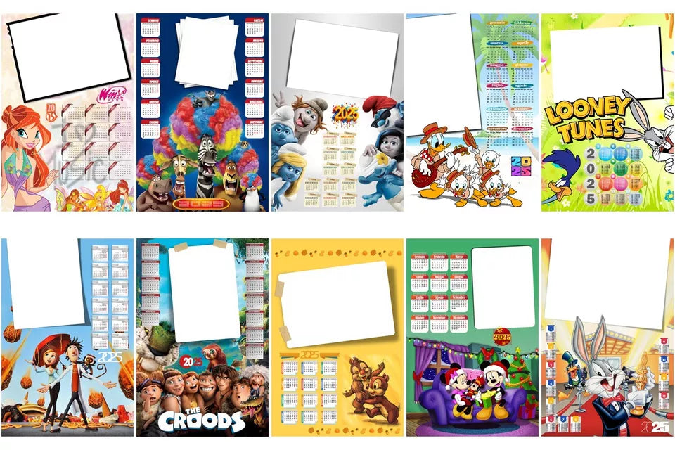 MASCHERE CALENDARIO 144 PZ ANNO 2025 misure 30x45 cm PSD 150ppi HD - CON PDF