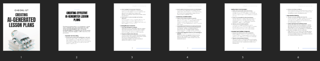 AI-Generated Lesson Plans Checklist (PDF) – Teacher Planner & ChatGPT Lesson Plan Template | Digital Download