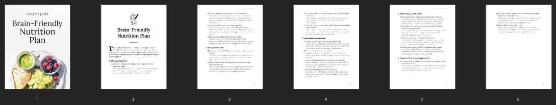 Brain-Friendly Nutrition Plan — inside pages