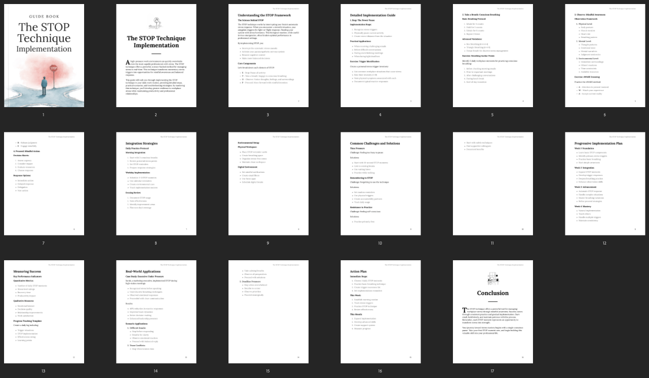 All pages overview – The STOP Technique Implementation