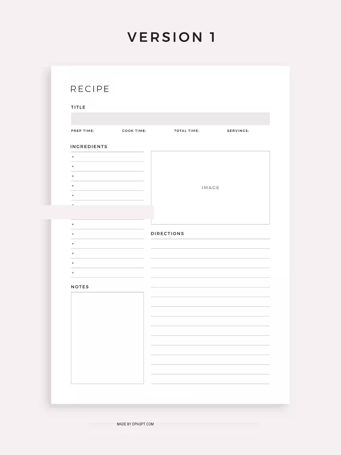 Printable Recipe Book Template | Kitchen Journal | Recipe Card | Recipe Planner | A4/A5/Letter | Instant Download