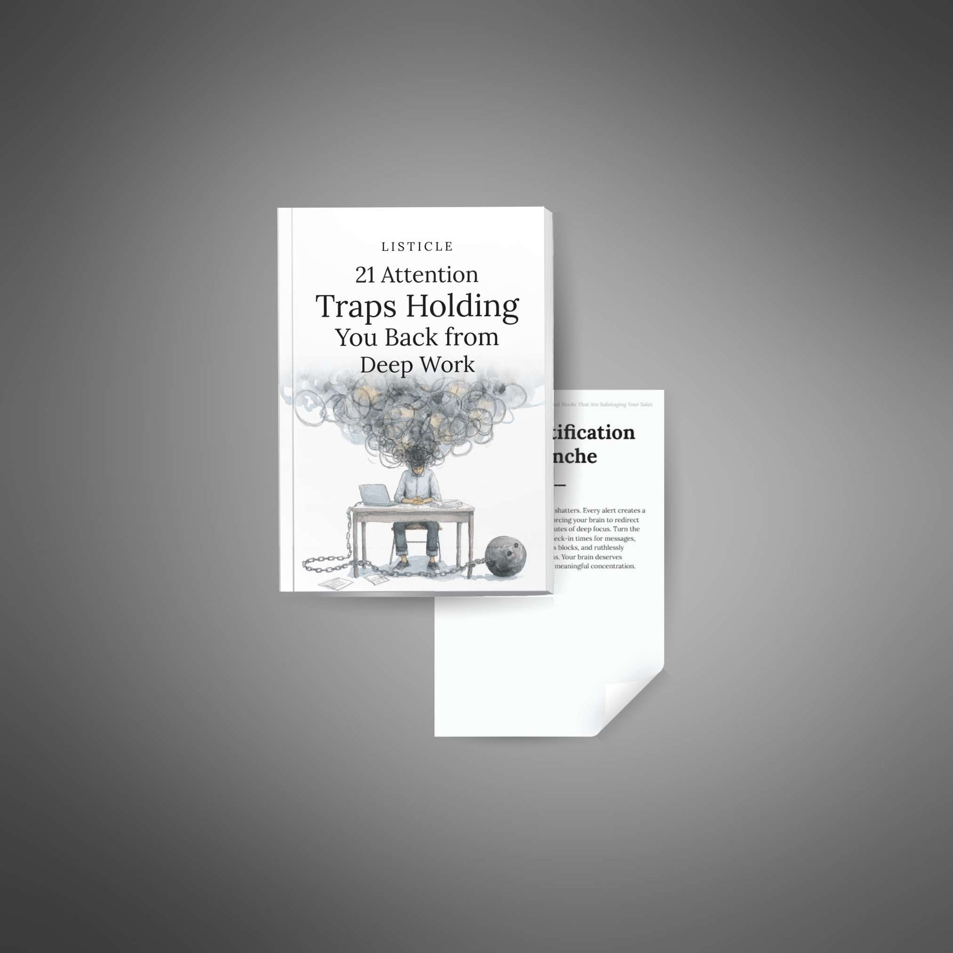 Cover with inner page preview (deep work attention traps)