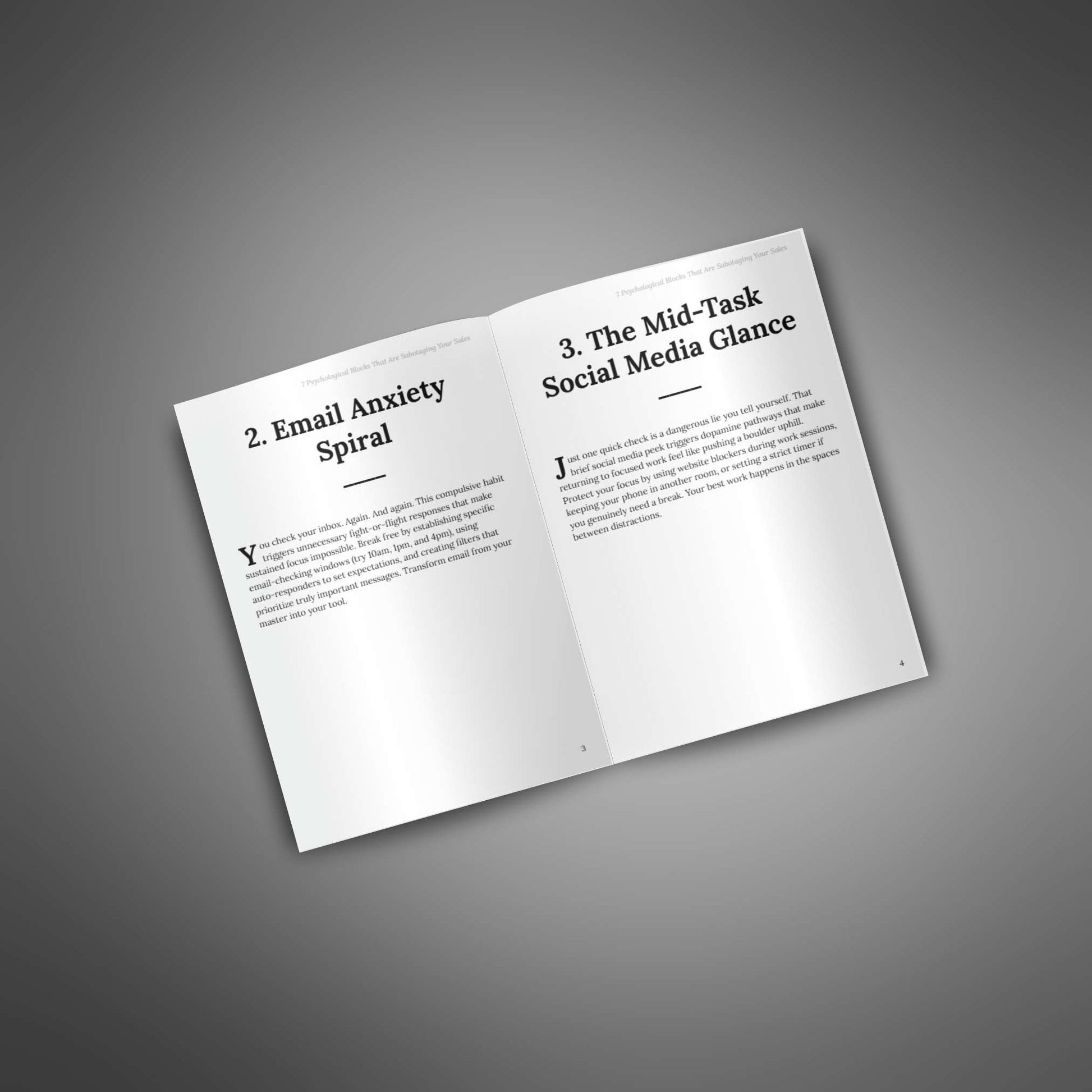 Inside spread: Email Anxiety Spiral and Mid‑Task Social Media Glance