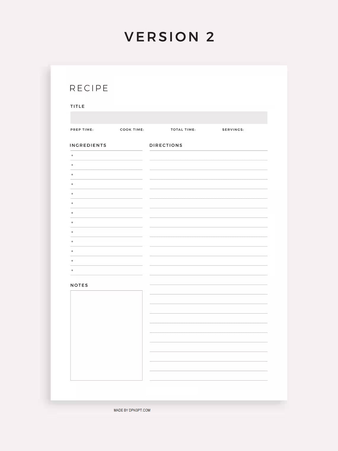 Printable Recipe Book Template | Kitchen Journal | Recipe Card | Recipe Planner | A4/A5/Letter | Instant Download