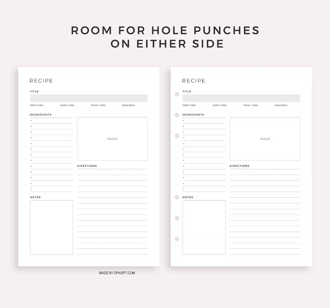 Printable Recipe Book Template | Kitchen Journal | Recipe Card | Recipe Planner | A4/A5/Letter | Instant Download