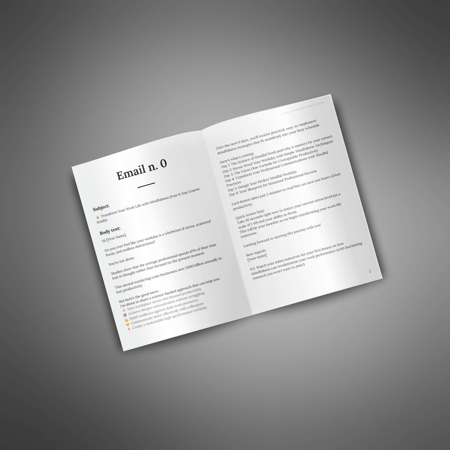 Inside spread – email template preview