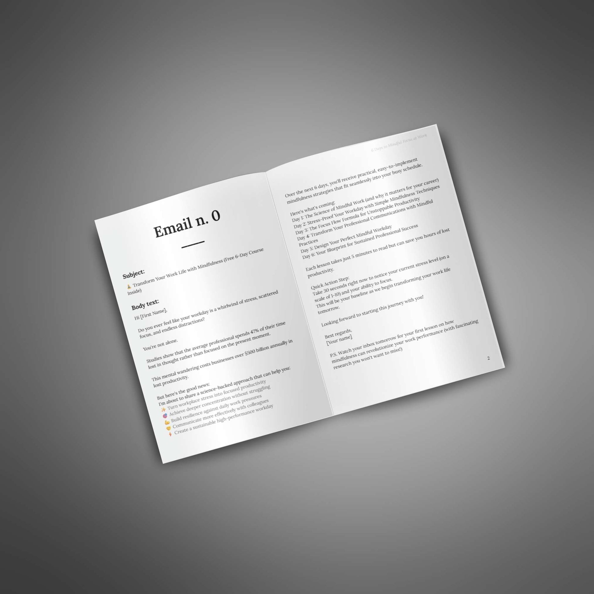 Inside spread – email template preview