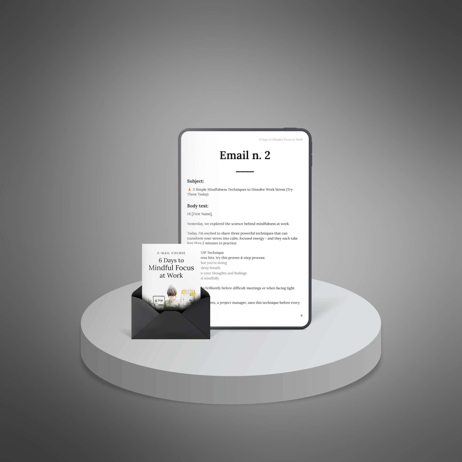 Lesson email mockup – STOP technique highlight