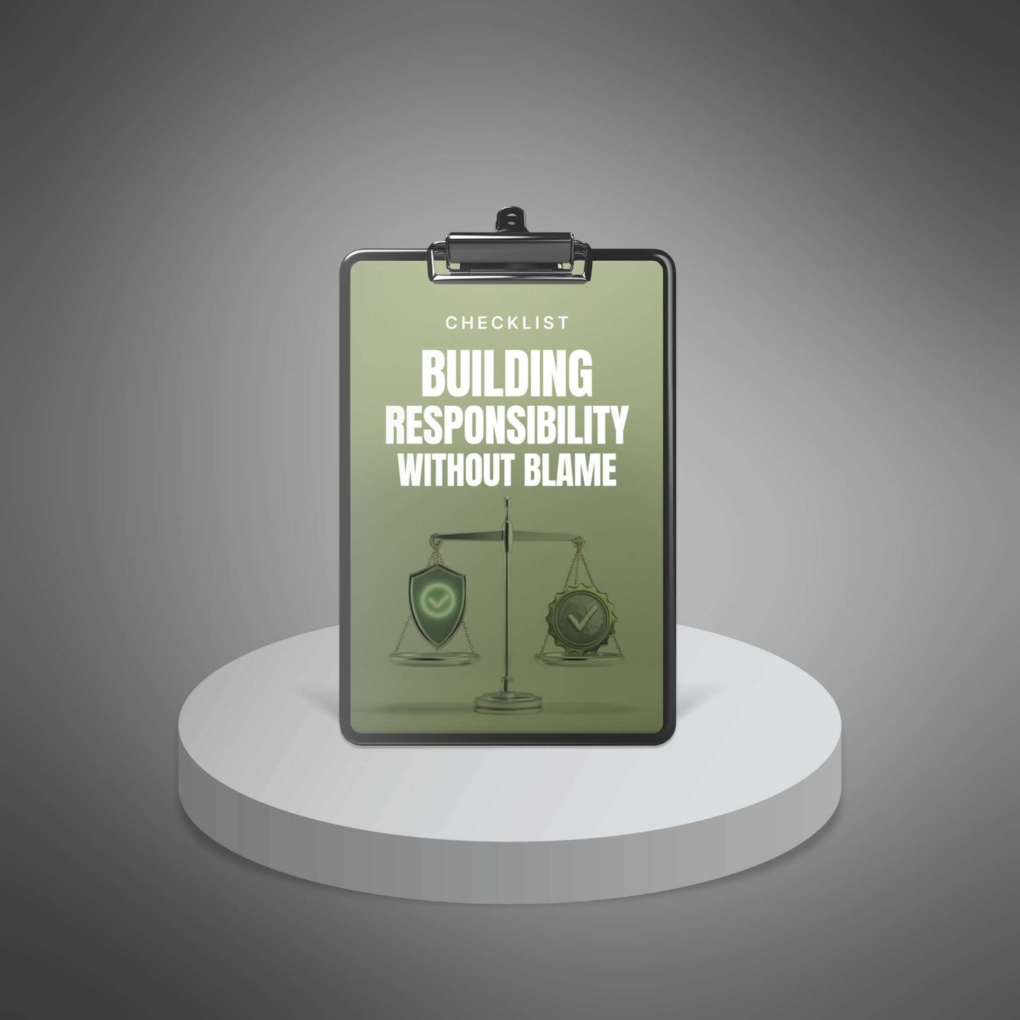 Building Responsibility Without Blame checklist cover on clipboard