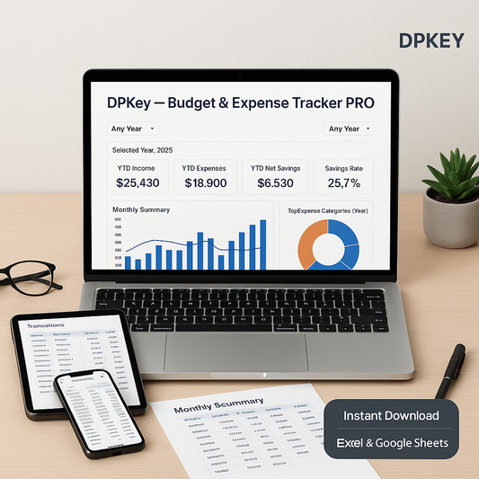 Budget & Expense Tracker – Printable Excel/Google Sheets Template for Small Businesses & Personal Finance