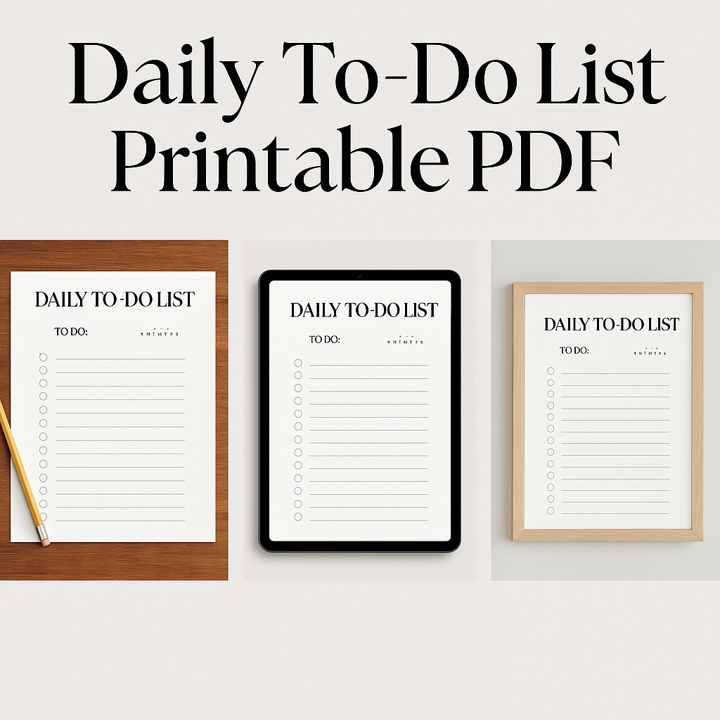 Collage showing printed, tablet and framed mock-ups of the checklist.