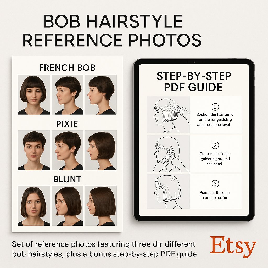 Haircut Style Image Bundle | French Bob, Pixie, Blunt Bob Photos + Bonus PDF Manual | Digital Download for Hairstylists