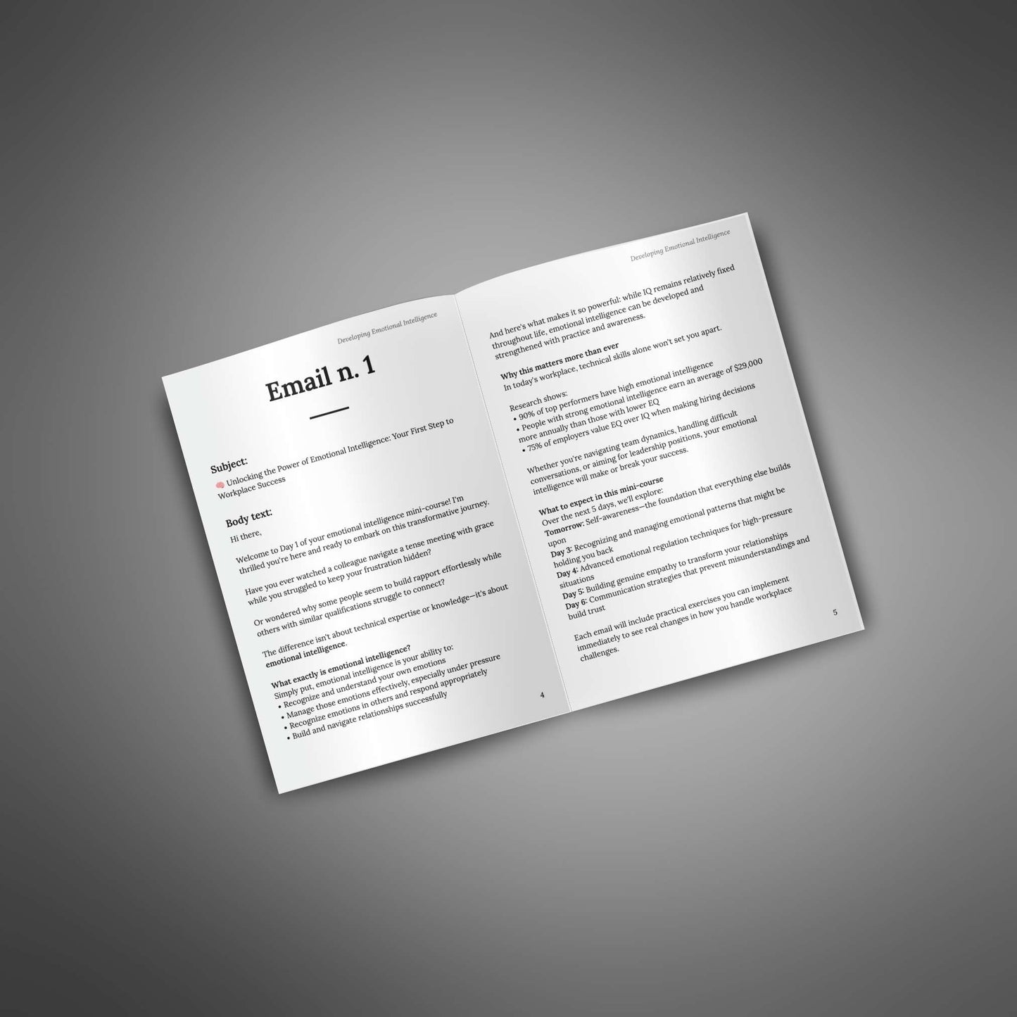 Emotional Intelligence Email Course PLR | 36-Page EQ & Leadership Training | Editable Digital Download Instant Access