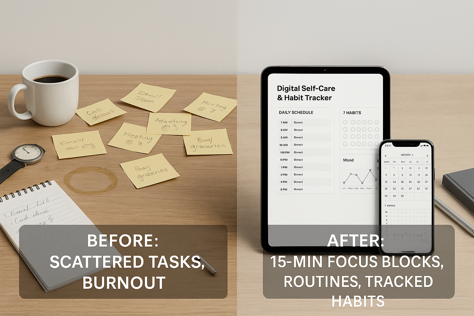 Digital Self‑Care & Habit Tracker Planner – 12‑Week System for Focus & Balance