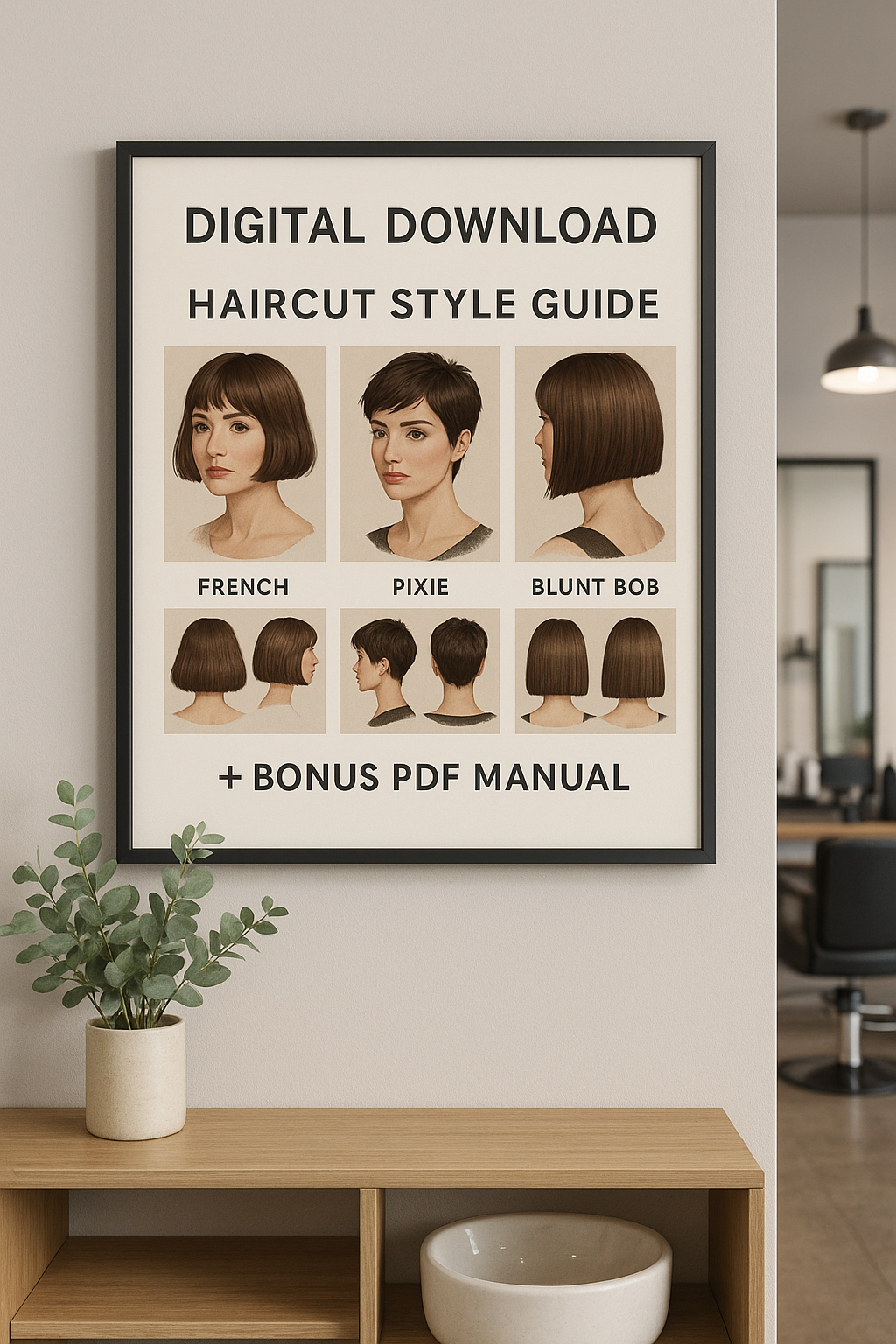 Haircut Style Image Bundle | French Bob, Pixie, Blunt Bob Photos + Bonus PDF Manual | Digital Download for Hairstylists