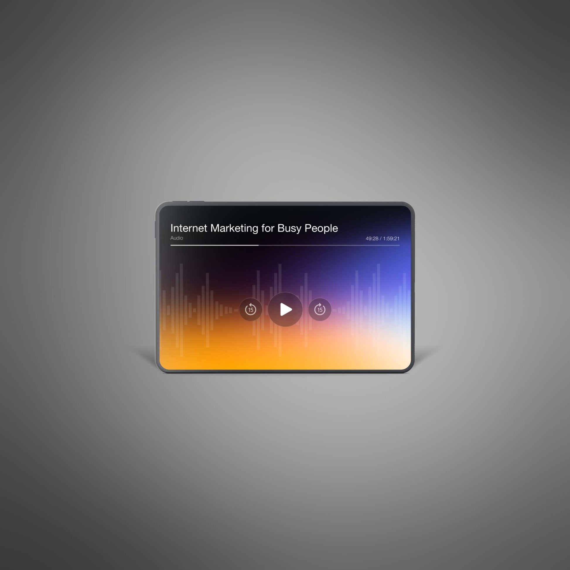 Digital audio course cover featuring a laptop, money icons, and a clock, symbolizing quick online profit strategies.