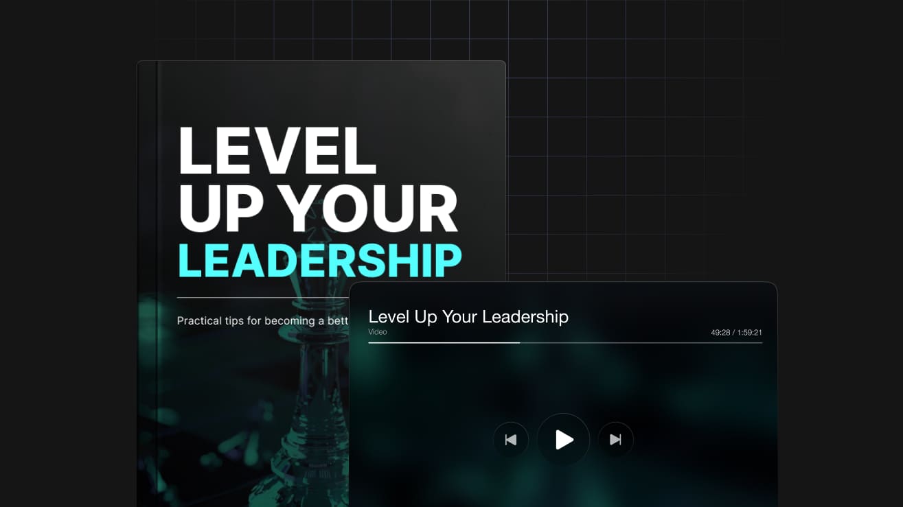 Level Up Your Leadership audio and video thumbnail mockup