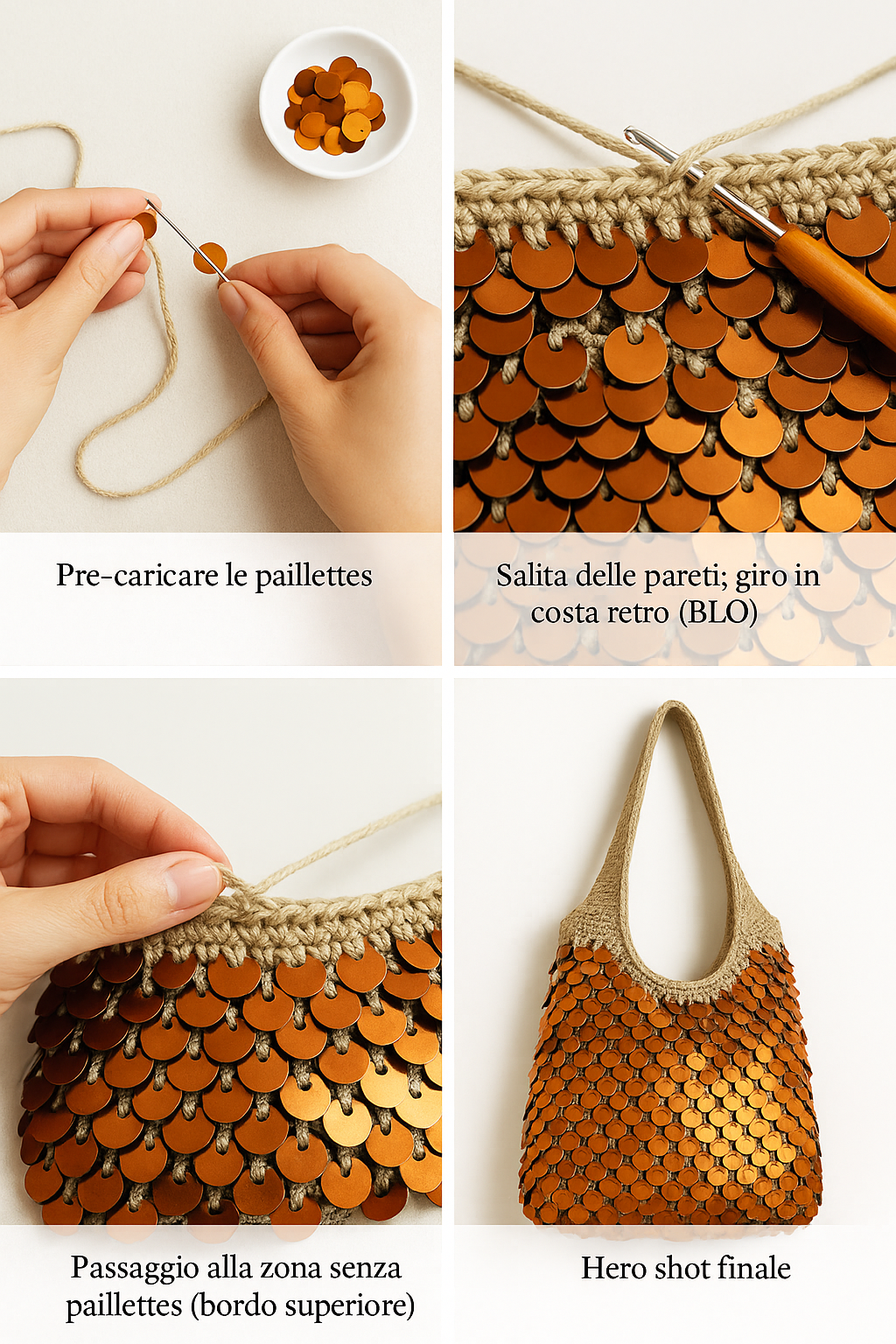 Manuale PDF: Sacca Hobo con Paillettes Yuri (ITA) – Guida passo-passo con foto