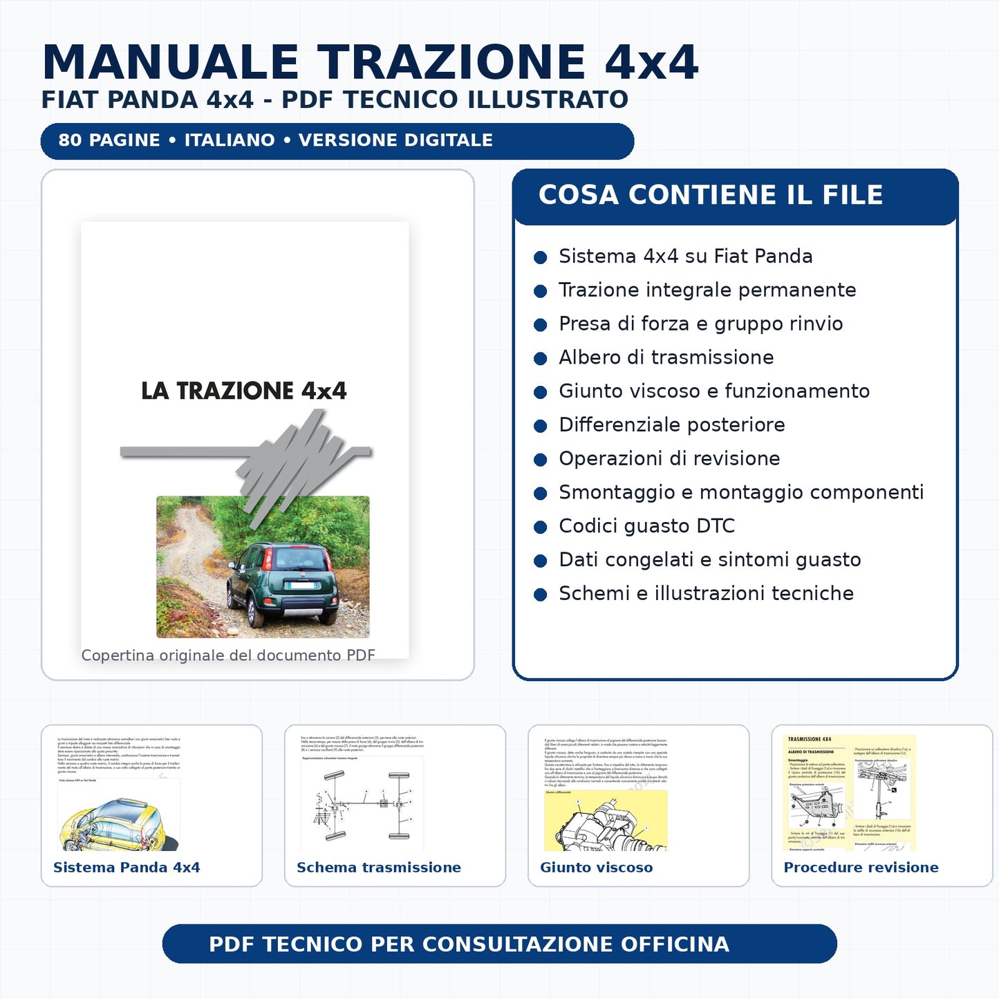 Manuale Trazione 4x4 Fiat PaManuale Fiat Panda 4x4 – Guida Tecnica Trazione Integrale, Haldex, Giunto Viscoso e Diagnosi 80 Paginenda PDF - Giunto Viscoso, DTC e Revisione