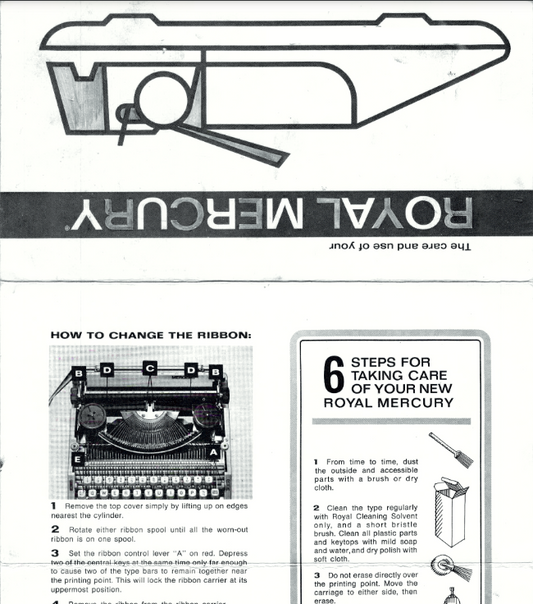 Royal Mercury Typewriter Owner's Manual - User's Manual - Complete User Guide