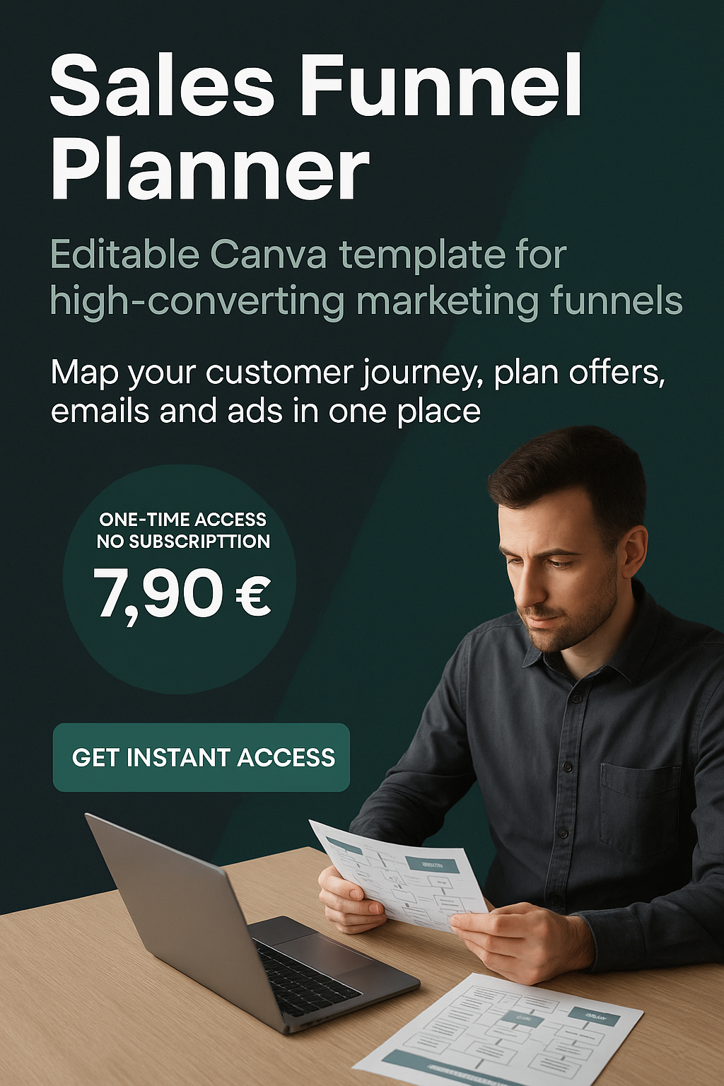 Sales Funnel Planner – Editable Canva Template for High-Converting Marketing Funnels