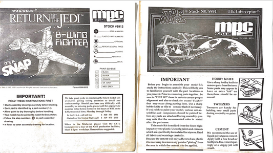 Star Wars B-Wing Fighter & TIE Interceptor Assembly Manual – Detailed PDF for Model Builders (Instant Download)