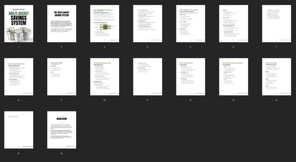 Multi-Bucket Savings System Guide | Budget Planner PDF, Emergency Fund, Personal Finance, Wealth Building Strategy