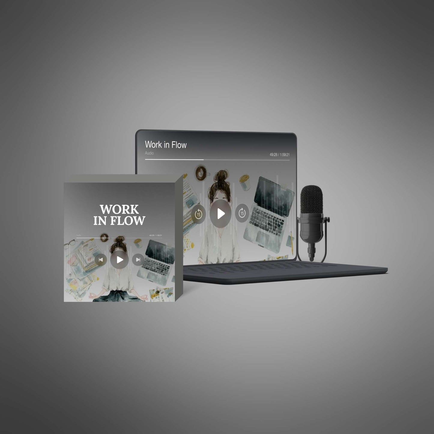 Work in Flow – Box + laptop + microphone scene