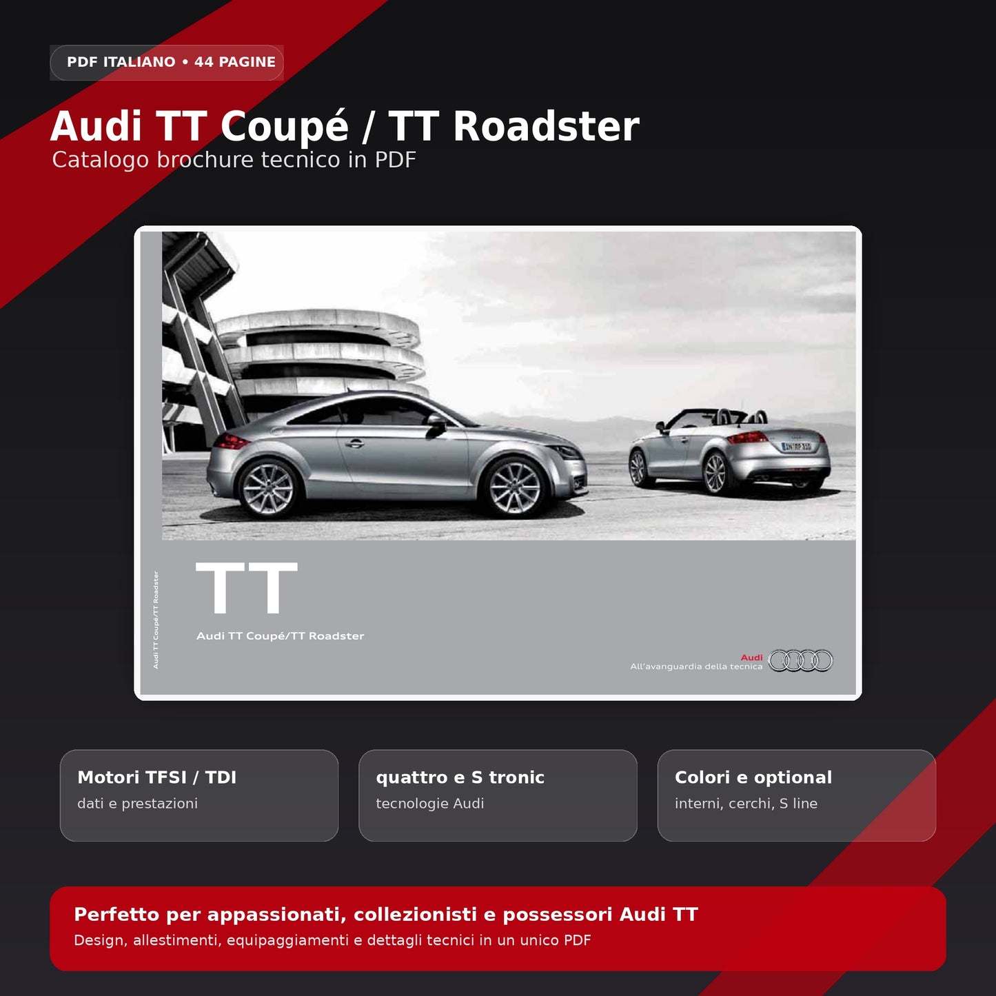 Audi TT Coupé Roadster Brochure PDF Italiano - Catalogo Auto 44 Pagine
