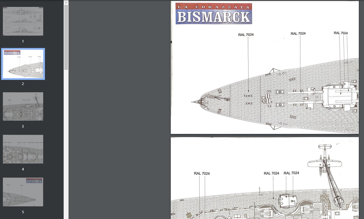 La Corazzata Bismarck PDF Model Hachette- WWII Battleship Model - Printable & Digital Download high resolution images