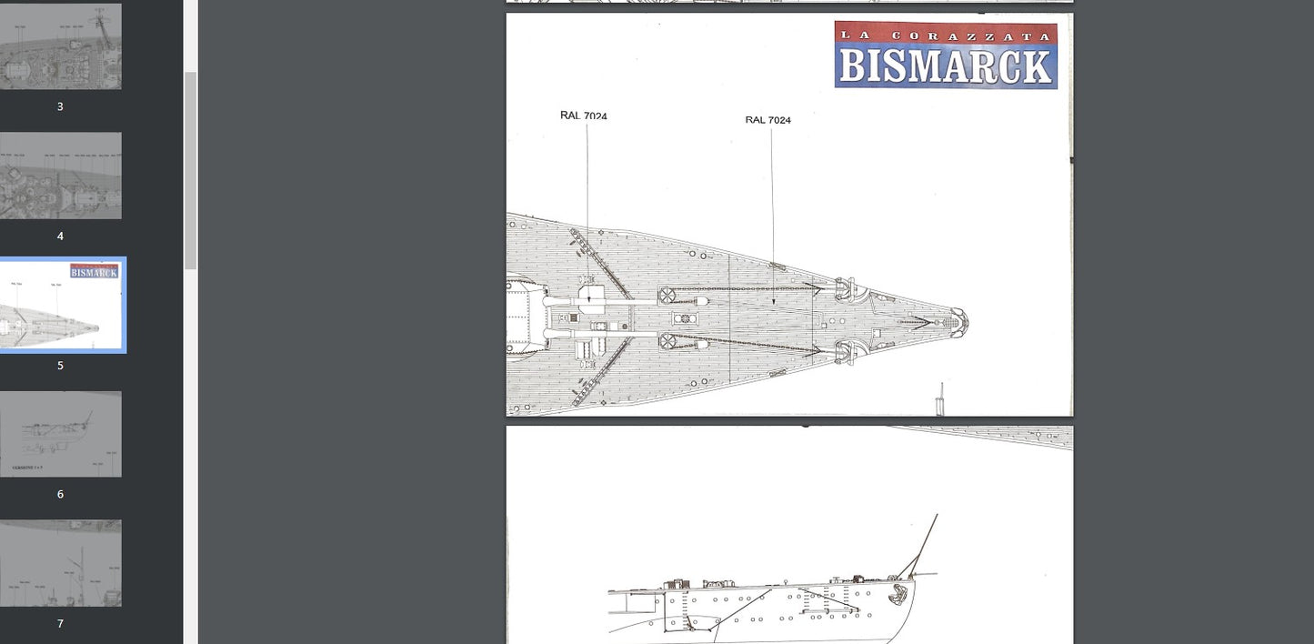 La Corazzata Bismarck PDF Model Hachette- WWII Battleship Model - Printable & Digital Download high resolution images