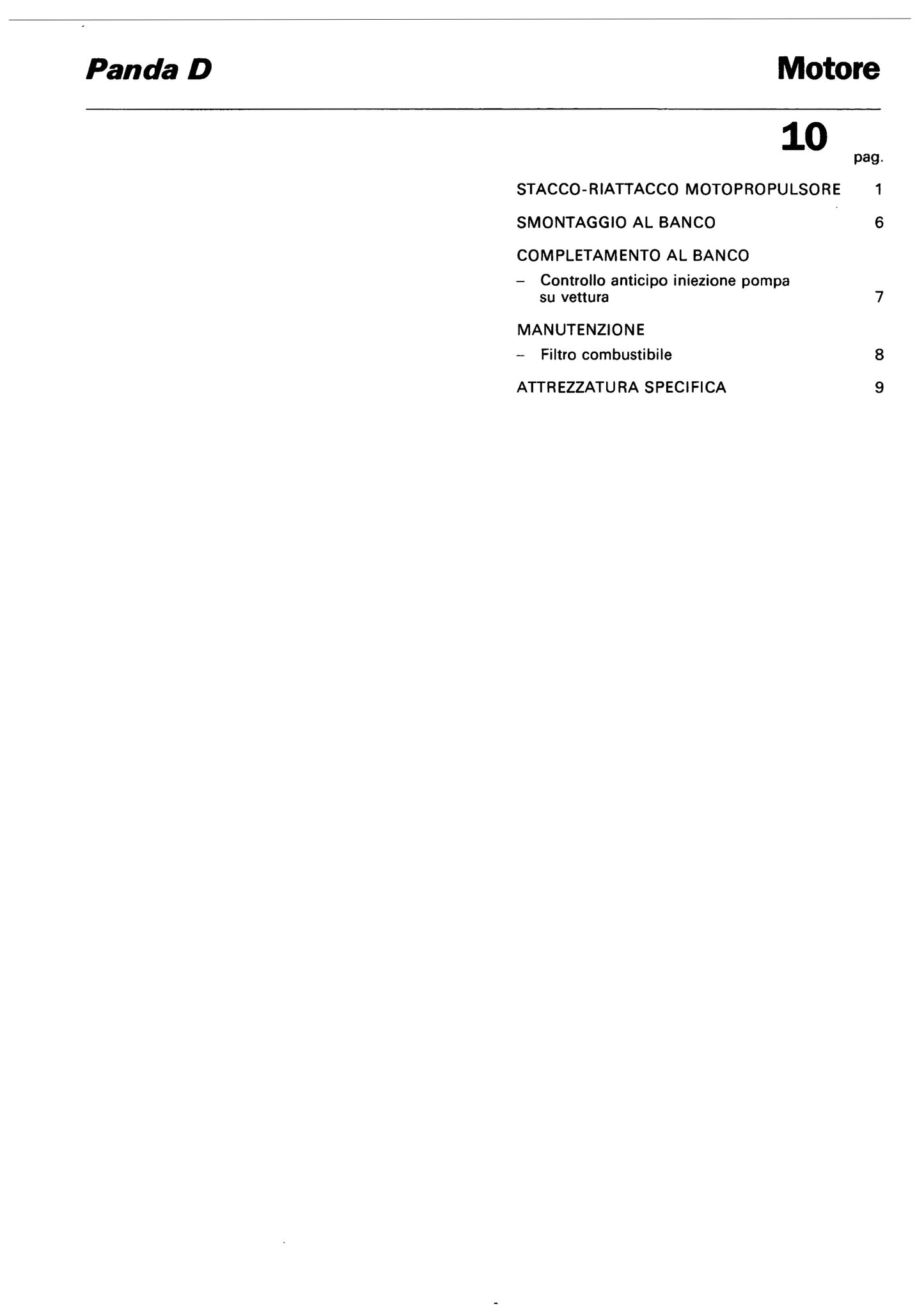 Fiat Panda Diesel Manuale Officina Motore 10: Stacco e Riattacco Motopropulsore (11 pagine)