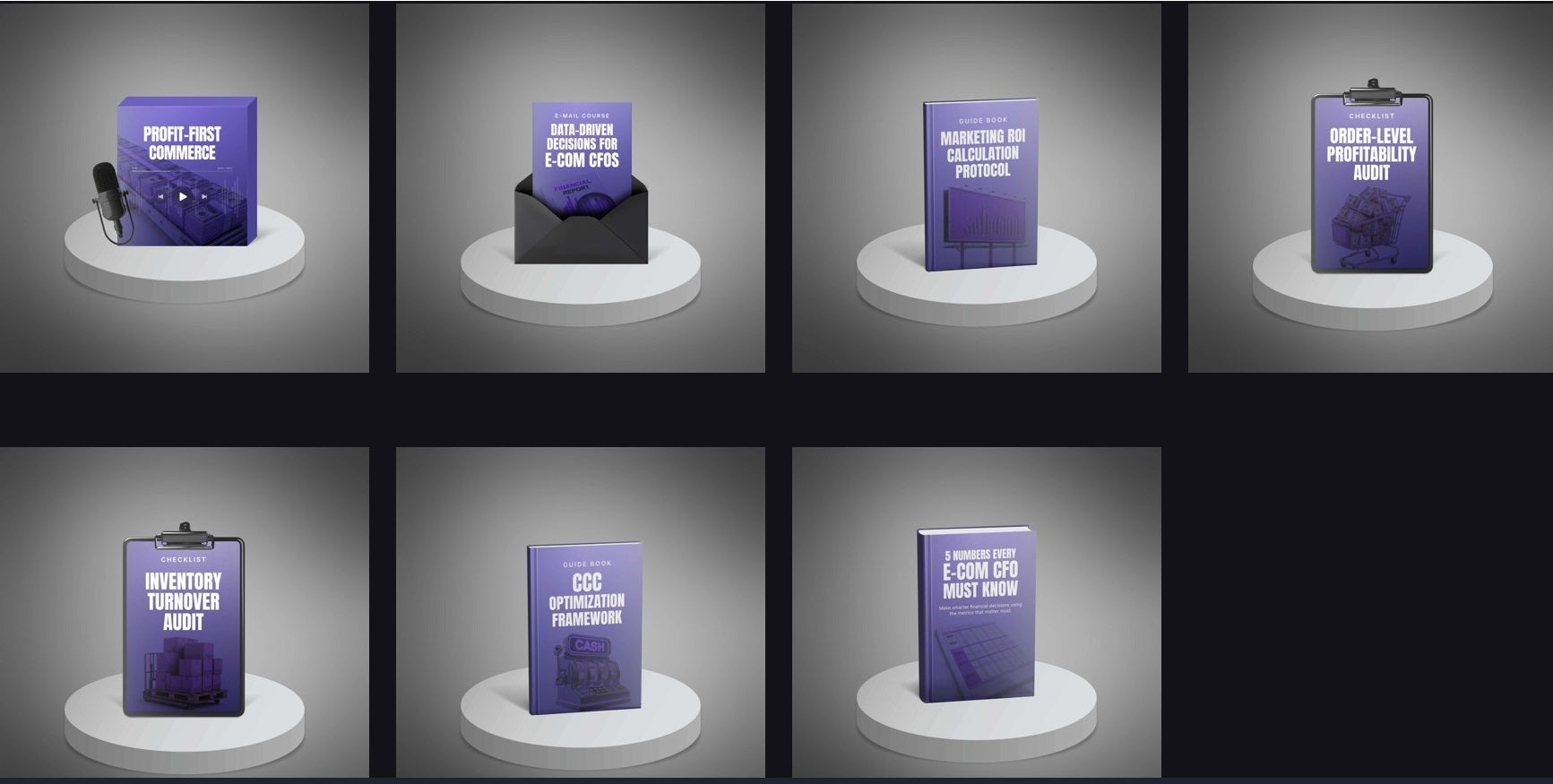 E-Com CFO Power Pack – 7-in-1 Profit-First Bundle: Podcast, Email Course, ROI & Cash-Flow Guides