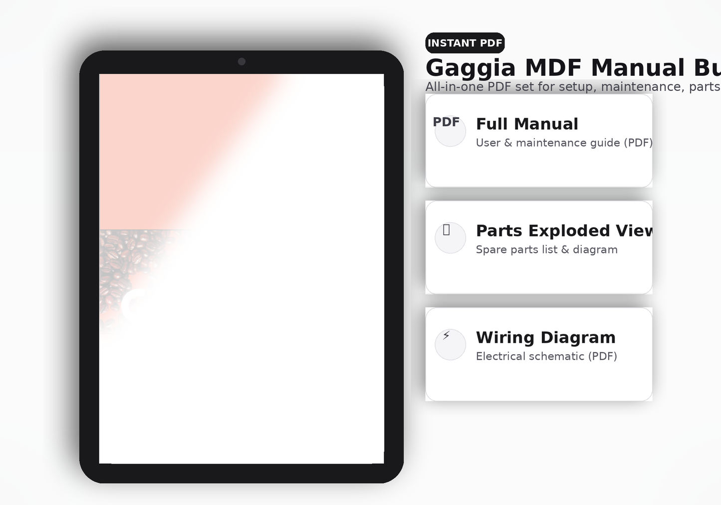 Manuale Gaggia MDF Macinacaffè + Ricambi Esploso + Schema Elettrico (PDF)