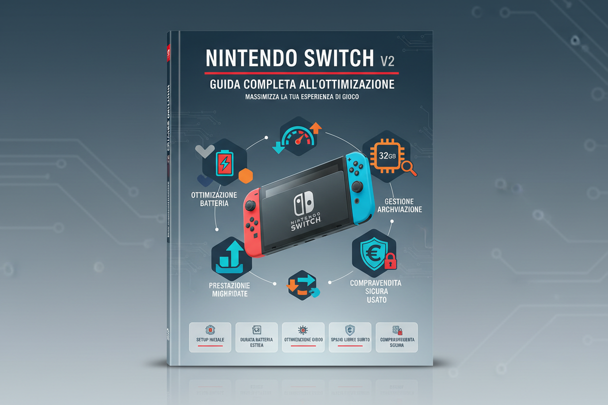 Guida Completa per Nintendo Switch V2 per configurare al meglio la console, aumentare autonomia e prestazioni, gestire i 32 GB senza stress e comprare/vendere l’usato in sicurezza.