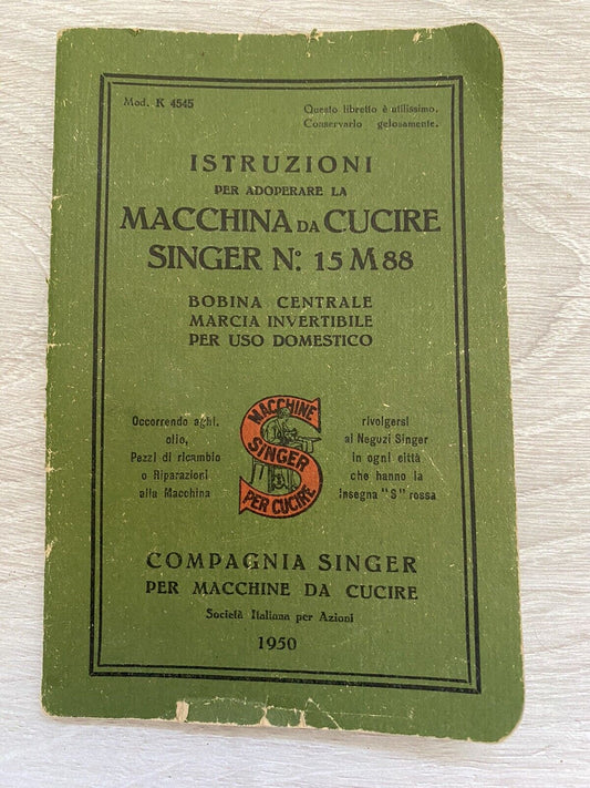 Singer N 15 M 88 Sewing Machine Manual Downloadable PDF in Italian 35 Pages