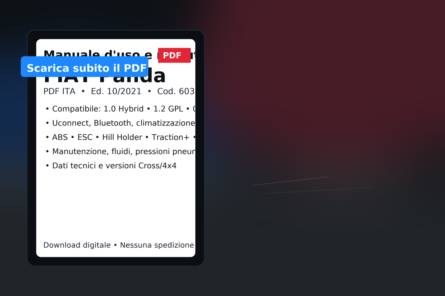 Manuale Uso e Manutenzione FIAT Panda (PDF ITA 10/2021) – 603.85.396