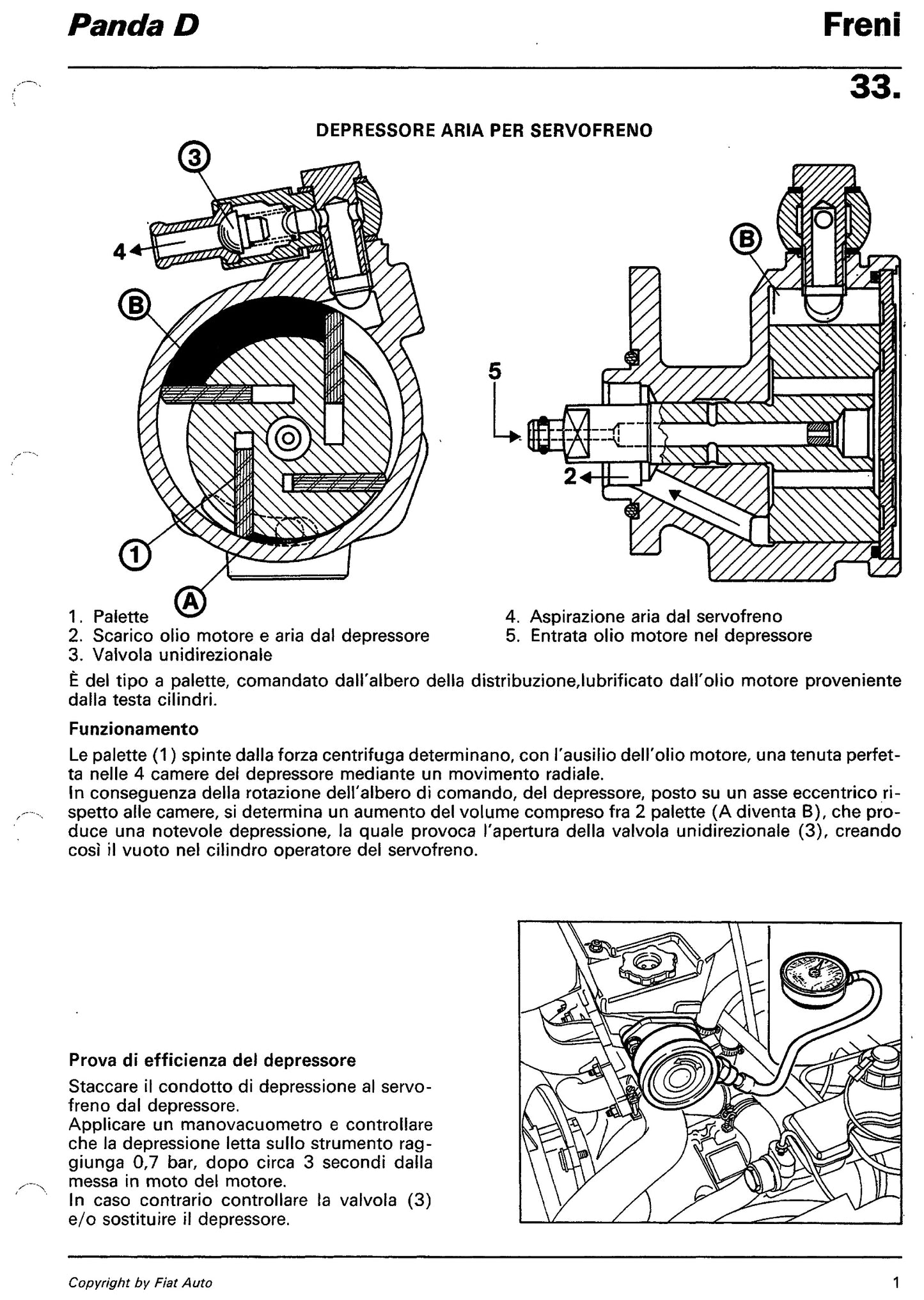 Fiat Panda Diesel – Sezione Freni 33: Depressore Aria per Servofreno (Manuale PDF)