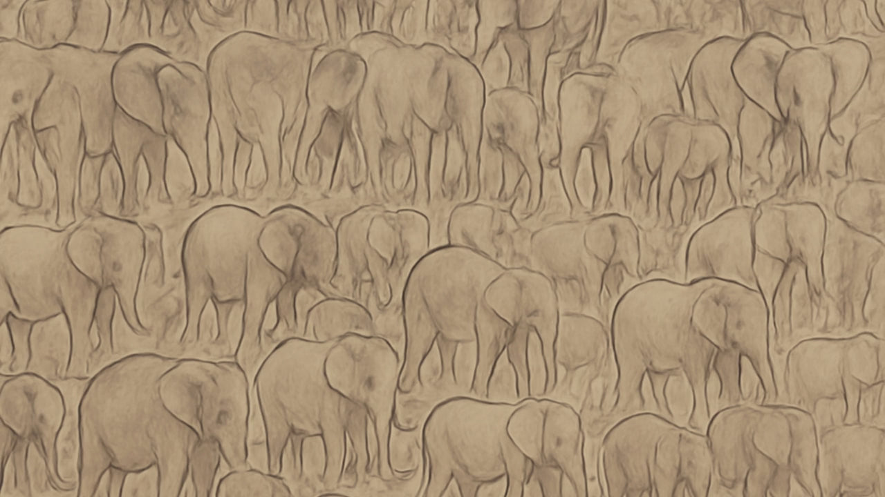 Large Herd of Thundering Elephants Digital Download Abstract Print Oil Painting Wall Art Farmhouse Mid Century Modern Decor Framed