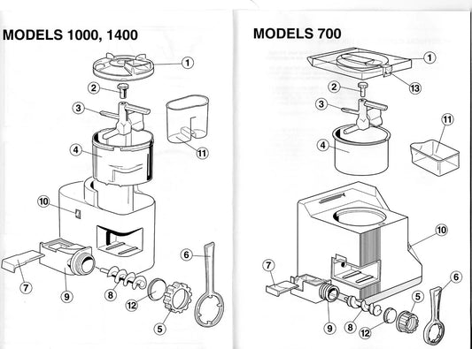 Simac Pastamatic models 700, 1000, and 1400 manual, instruction booklet, and recipe book
