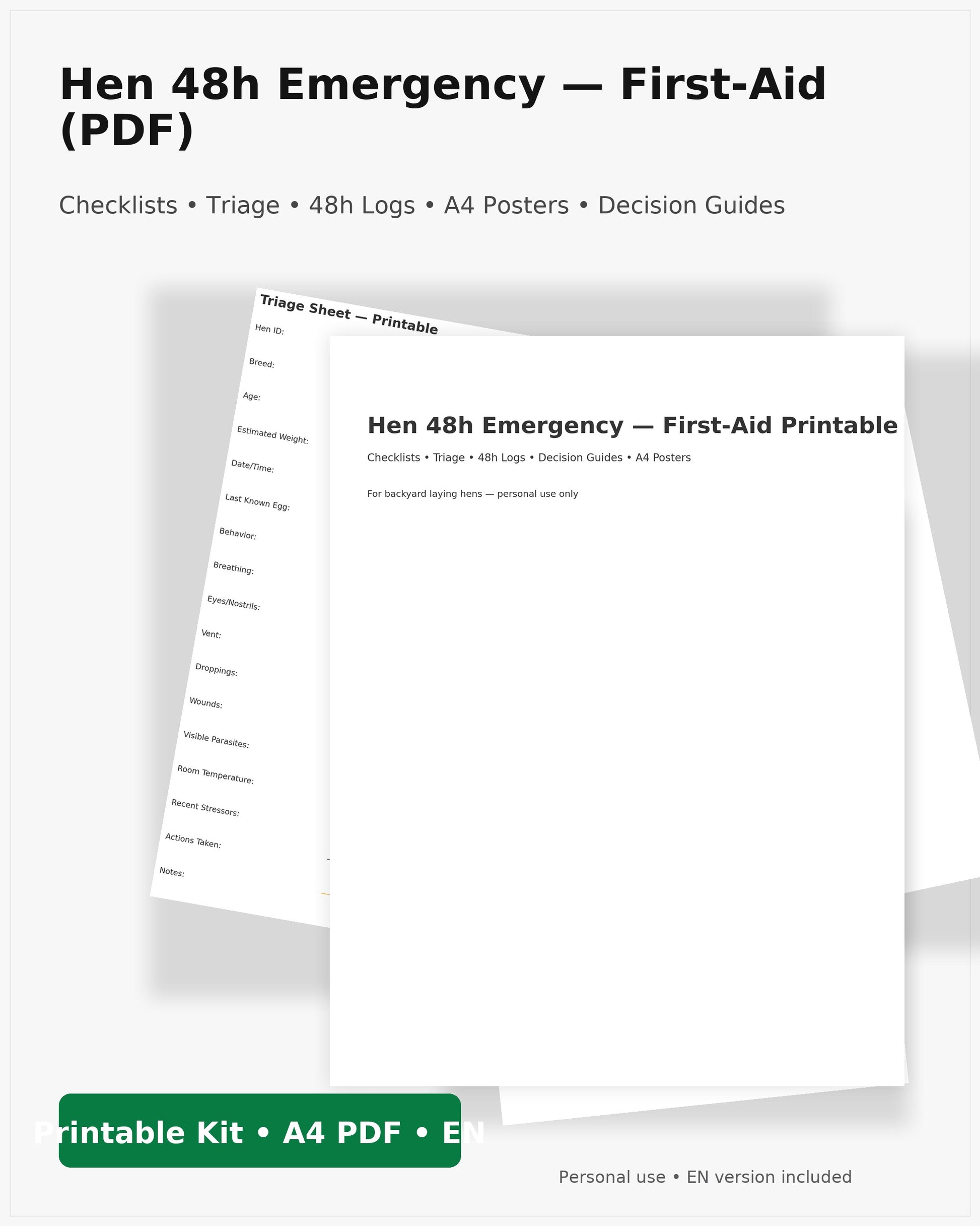 Hen 48h Emergency — First‑Aid Printable (PDF)